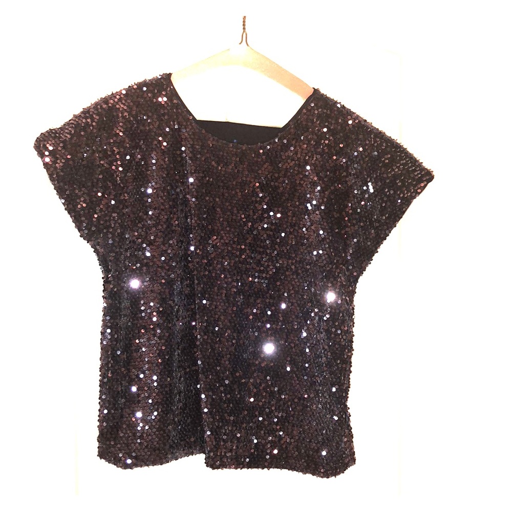 Sequins top, navy blue/deep purple